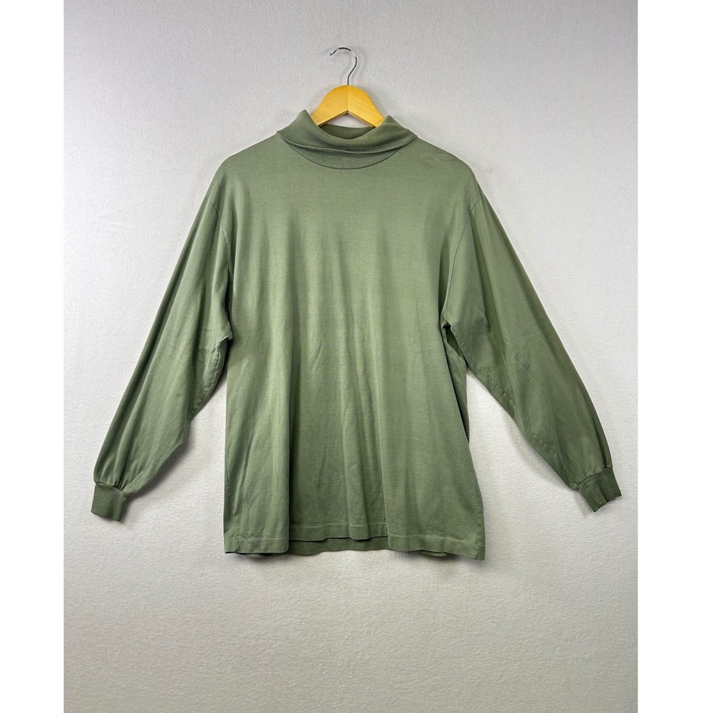 Vintage Cross Creek Long Sleeve Turtleneck Olive Green Cotton‎ Womens XL USA
